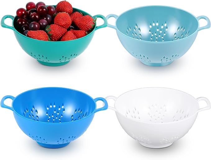 Baderke 4 Pack Mini Colander for Kitchen Plastic Berry Strainer by Baderke