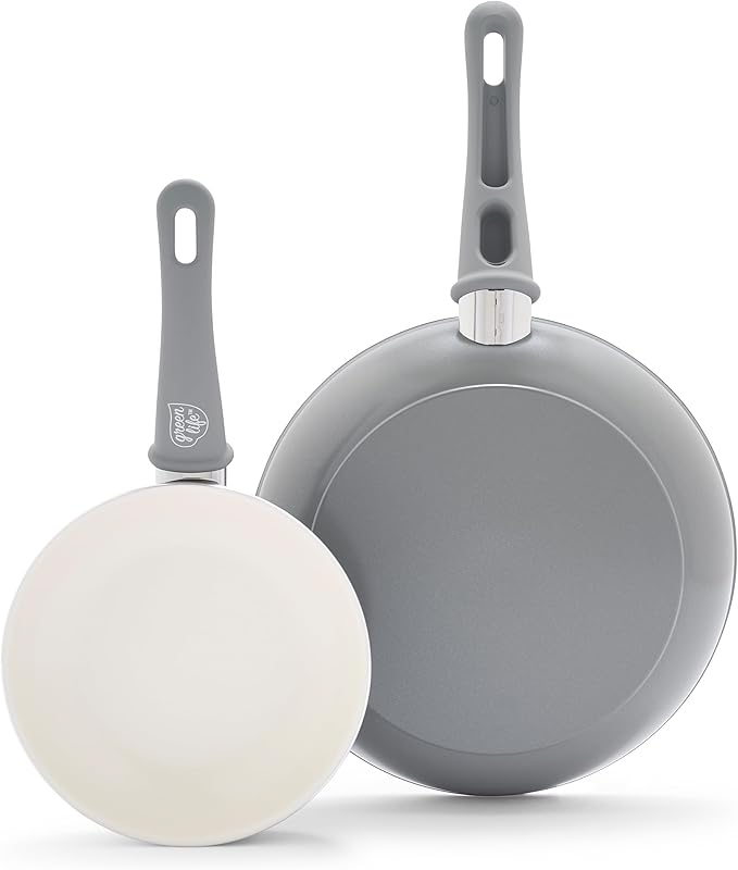 GreenLife Non Stick Fry Pan Set, Non-Toxic PFAS-Free Ceramic Skillets, by GreenLife