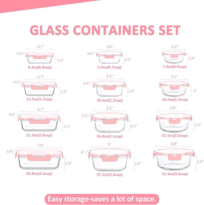 KOMUEE 24 Pieces Glass Food Storage Containers Set, Meal Prep Containers - Image 2