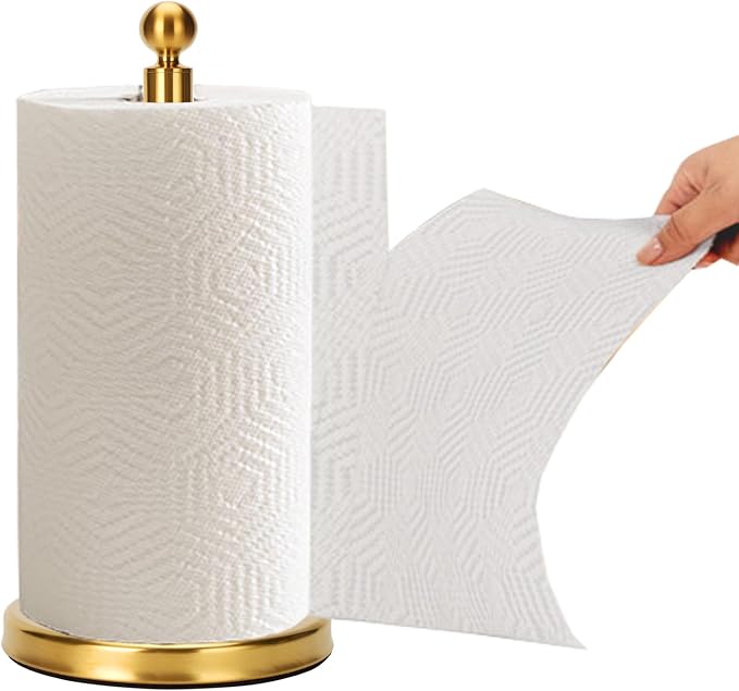 Gold Paper Towel Holder Countertop, Standing Paper Towel Roll Holder by Kalitro
