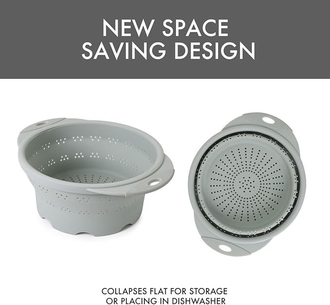 Dexas 10" Collapsible Silicone Colander in Sage, Kitchen Strainer - Image 6