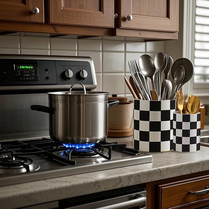 Checkered Kitchen Utensil Holder - Image 8
