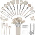 Silicone Cooking Utensils Set Utensil: 40 Pcs Black Stainless Steel Cookware Set by InspiredLivingKitchenHealth