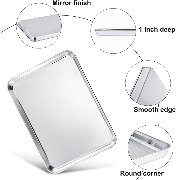 TeamFar Baking Sheet, Stainless Steel Baking Pan Cookie Sheet, Healthy & Non - Image 7