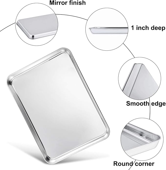 TeamFar Baking Sheet with Rack Set, Stainless Steel Baking Pan Cookie Sheet - Image 3