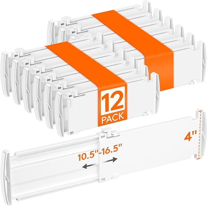 Lifewit 4" Tall 12 Pack Drawer Dividers, 27-42cm/10.5-16.5" Expandable Drawer by Lifewit