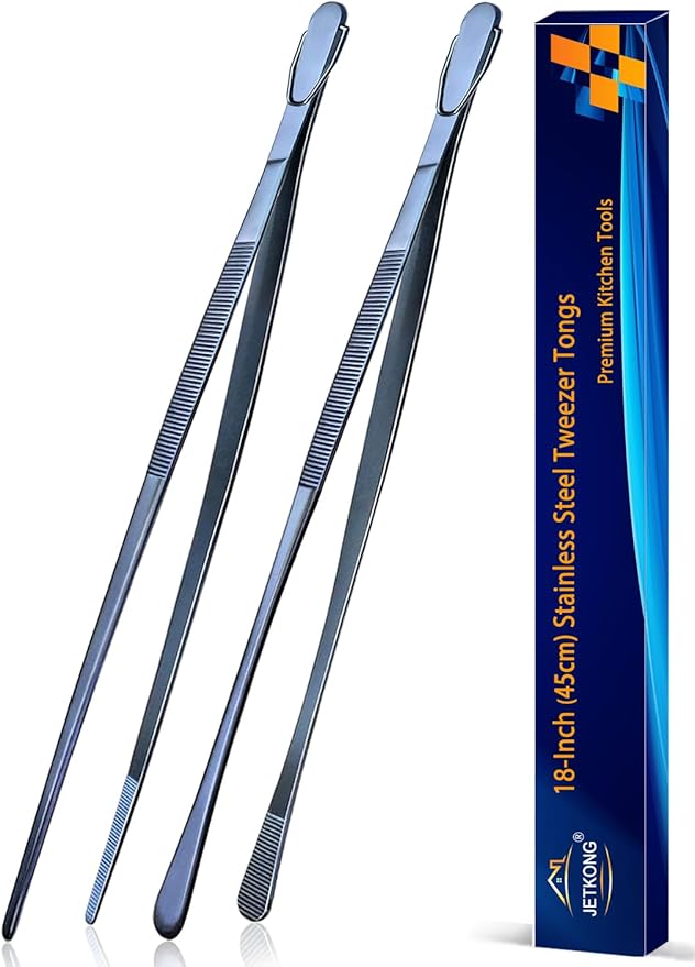 JETKONG 2 Pcs 18 Inch Stainless Steel Grill Tongs Heavy Duty Giant Tweezer Tongs by JETKONG