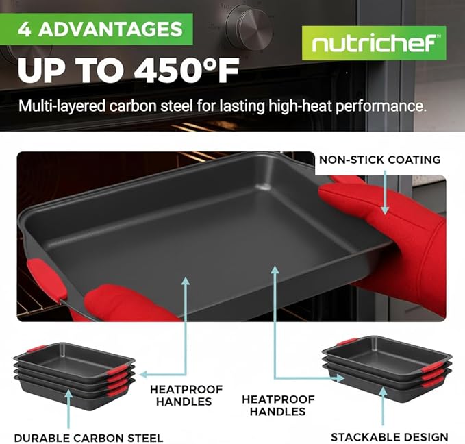NutriChef 10-Piece Nonstick Kitchen Oven Baking Pans - Image 4