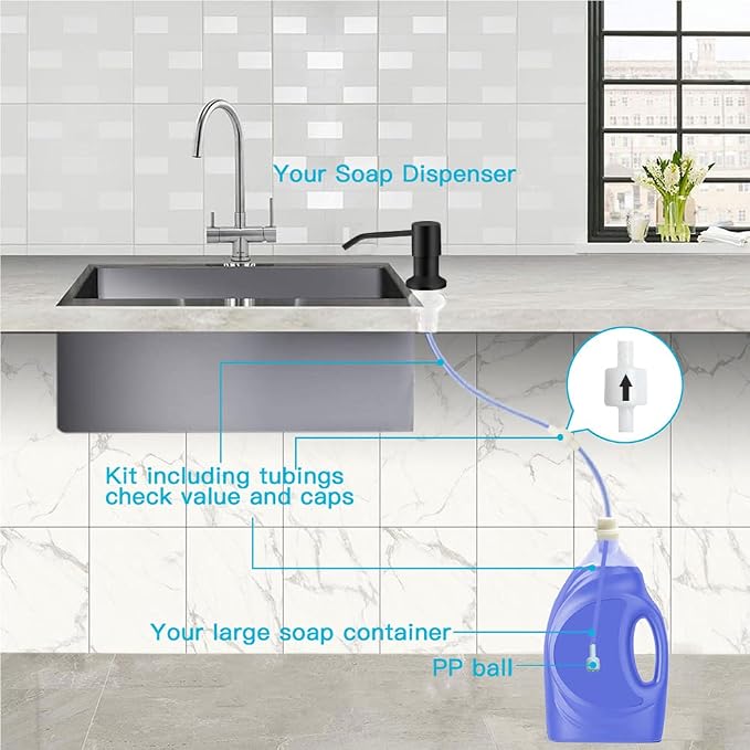 OHiHi Dish Soap Dispenser for Kitchen Sink, Countertop Sink Soap Dispenser - Image 3