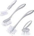 Dish & Bottle Brush Set, 4-Piece Kitchen Cleaning Brushes, Plastic Handles by Perastra