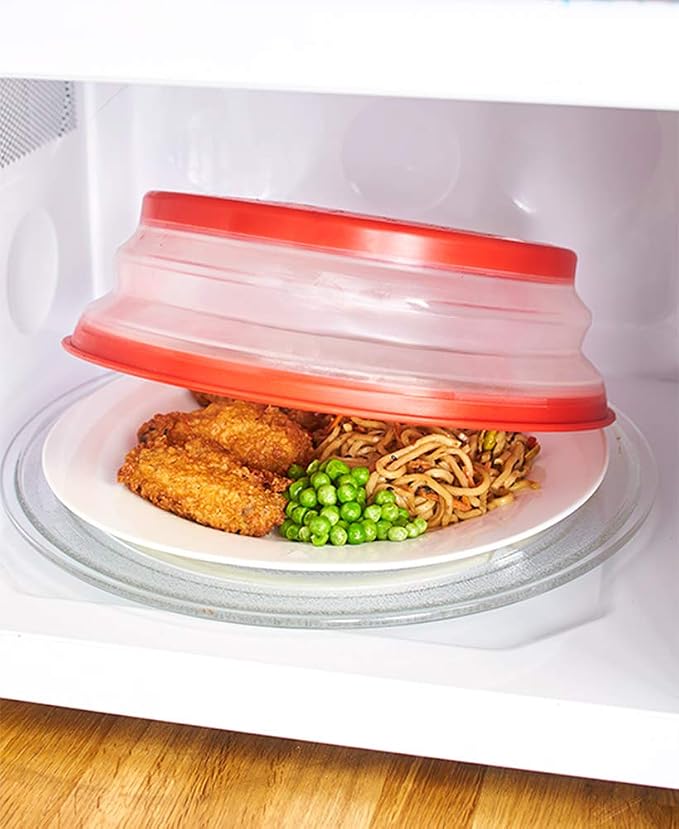 Microwave Cover for Food, Collapsible Microwave Splatter Cove, Fruit Drainer - Image 3