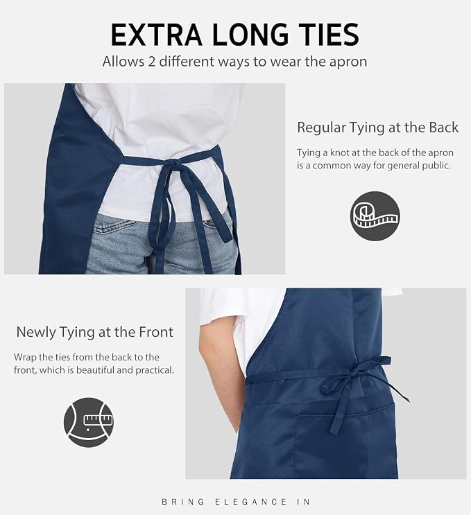 Syntus 12 Pack Bib Apron, Unisex Aprons Adjustable Waterdrop Resistant - Image 6