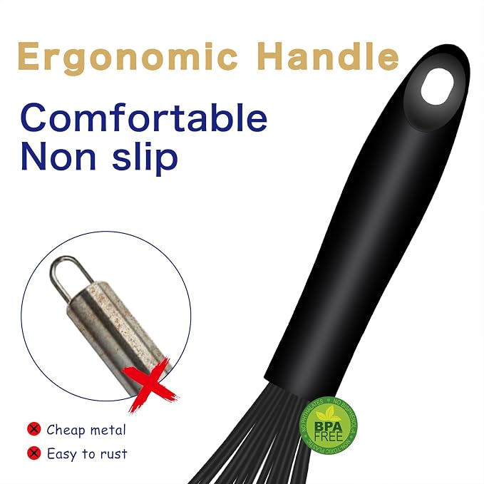 OYV Dishwasher Safe Silicone Whisk, Sealed Waterproof Design Set of 3, - Image 5