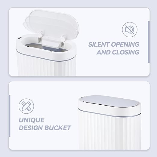 ELPHECO Bathroom Trash can Motion Sensor, AutomaticGarbage can, Slim Plastic - Image 3