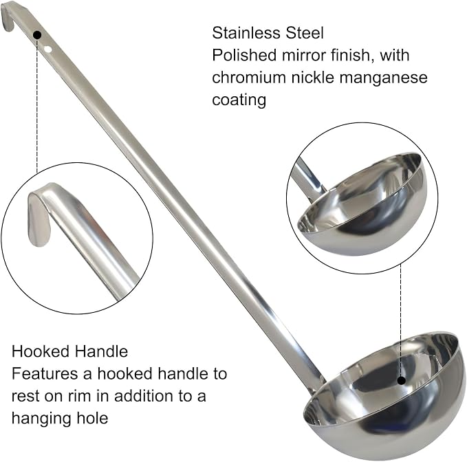 10 Oz Stainless Steel Ladle, Portioning and Serving Soup and Stew in - Image 3