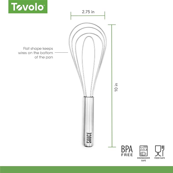 Tovolo Flat Whisk Stainless Steel 10” Gravy Whisk - Image 7