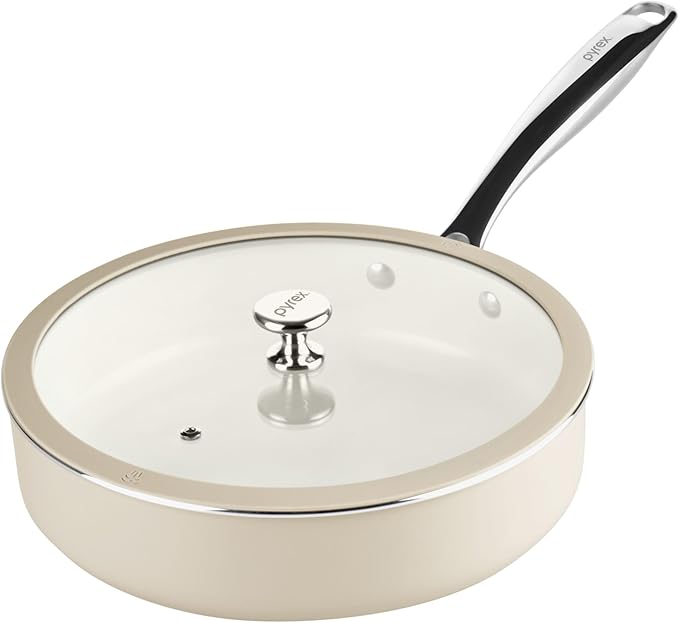 Pyrex 10.8-Inch Deep Fry Pan Ceramic Cookware by Pyrex