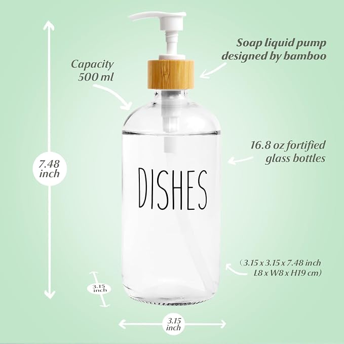 LOOCHICA Dish Clear Glass Soap Dispenser - Image 3