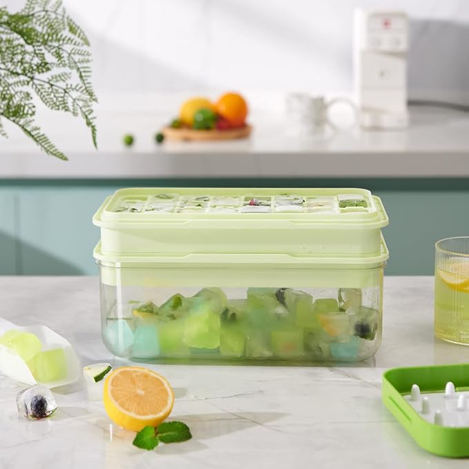 Ice Cube Tray with Lid and Bin, Ice Cube Pop Out Tray, Ice Cube Trays - Image 2