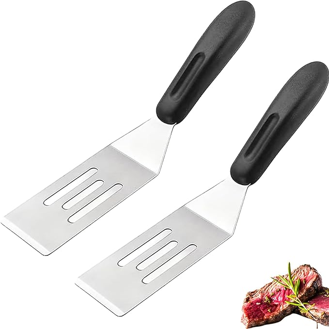 2-Pieces Small Metal Spatula Set, Mini Metal Spatulas by GZLT