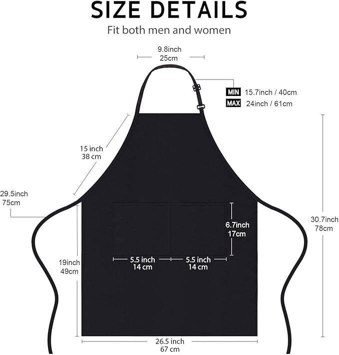 4 Packs Chef Apron, Adjustable Aprons - Image 2