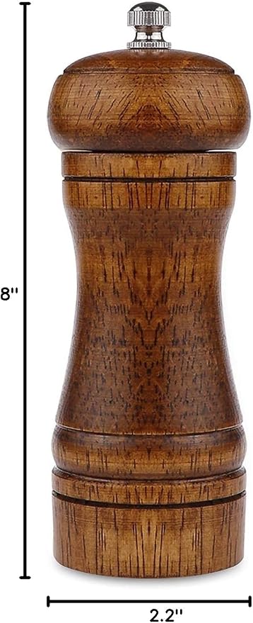 Pepper Grinder - 5 inch Pepper Mill Pepper Grinder Refillable Oak Salt and - Image 7