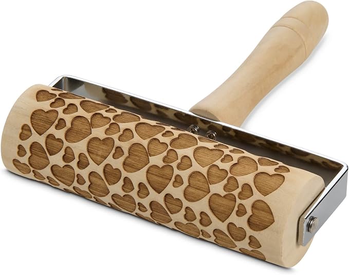 Mrs. Anderson’s Baking Mini Embossing Rolling Pin, Hearts Design, Poplar Wood - Image 2