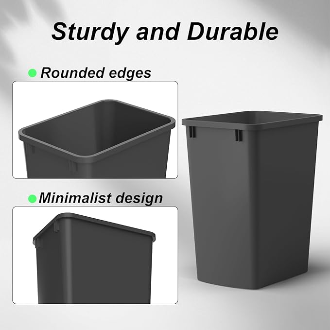 ROOMTEC 35QT Kitchen Trash Can, Sturdy and Lightweight Slim Trash Can, Trash - Image 4