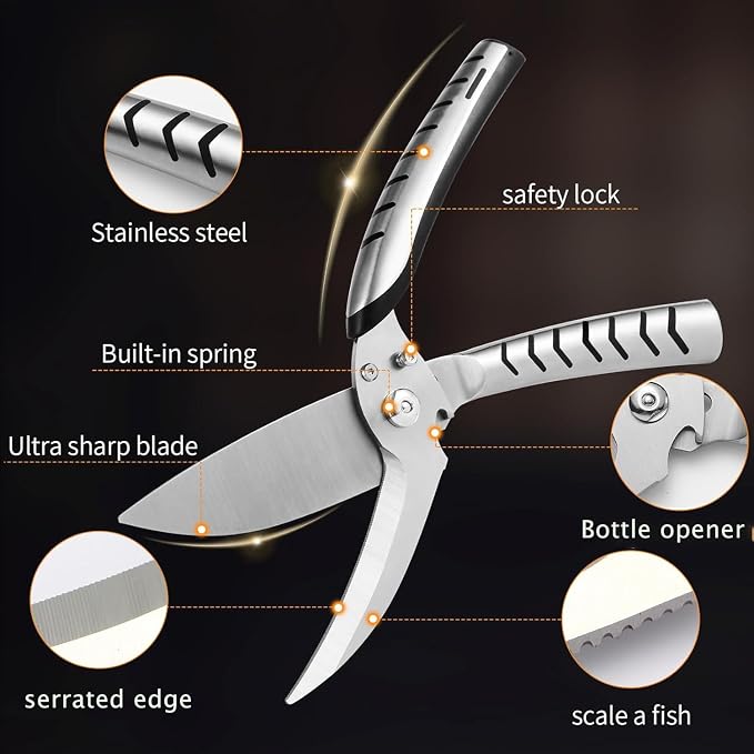 Kitchen Shears Heavy Duty, Stainless Steel Sharp Poultry Kitchen Scissors - Image 5
