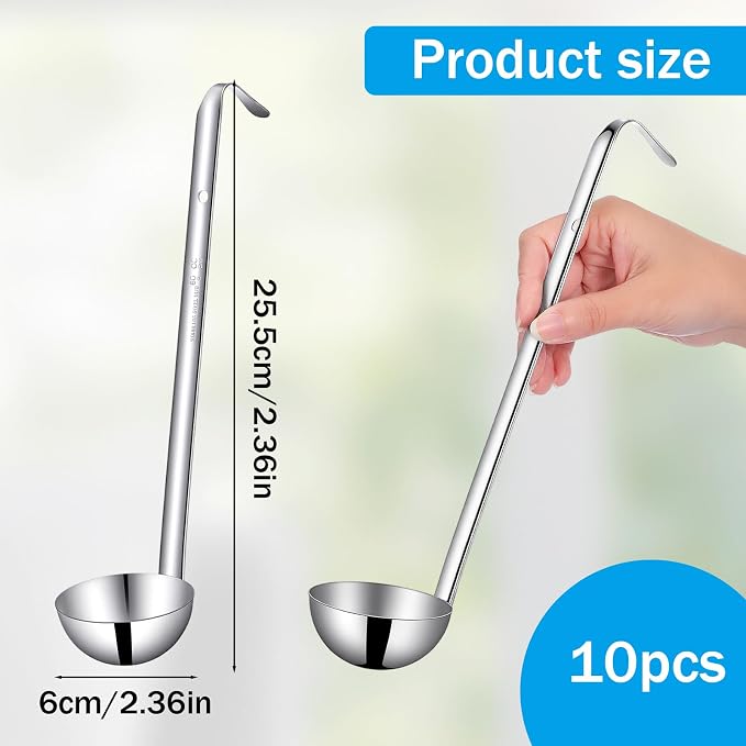 10PCS Stainless Steel Soup Ladle, 2 Oz Serving Ladles - Image 7