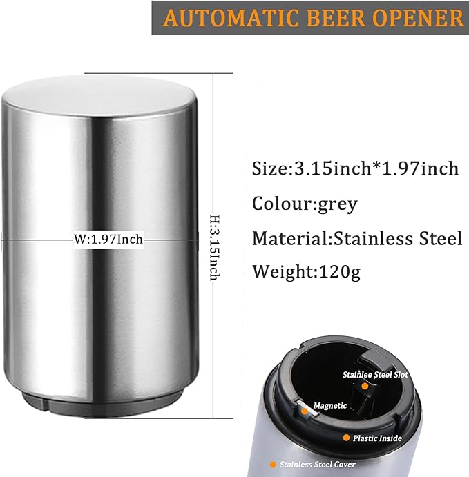 2PCS Pop-the-Top Beer Bottle Opener, Metal Automatic Magnetic Glass Bottle Cap - Image 2