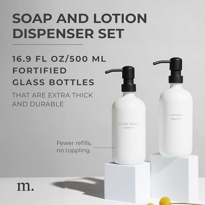 MaisoNovo Soap Dispenser 2-Piece Set | 16.9oz Clear Bottles - Image 2