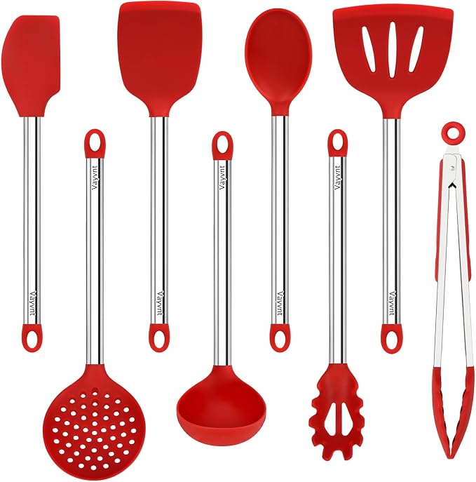 8 PCS Silicone Kitchen Utensils, Vayvnt Large Cooking Utensils Set by Vayvnt