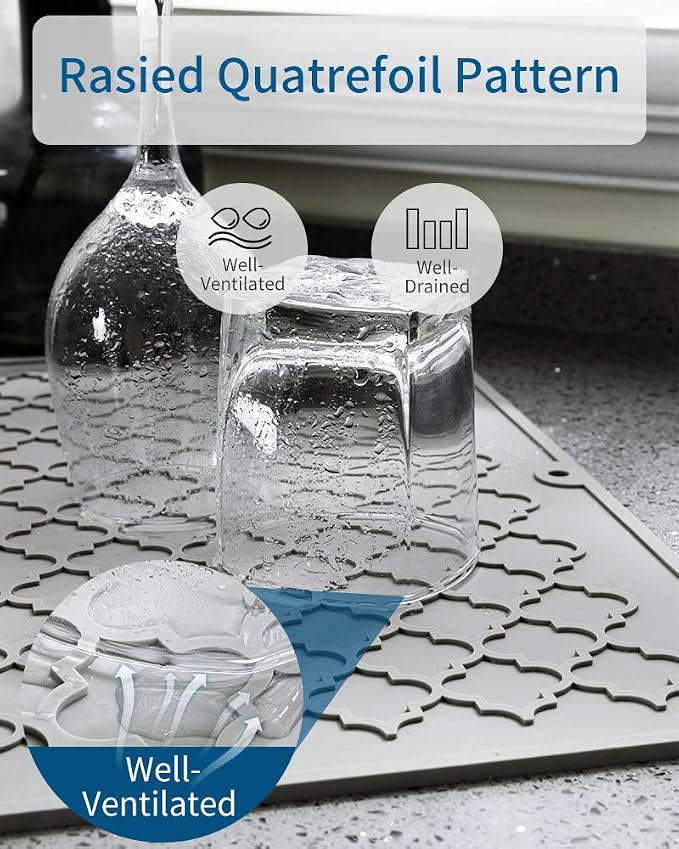 AMOAMI-Dish Drying Mats for Kitchen Counter-Silicone Dish Drying Mat-Kitchen - Image 4