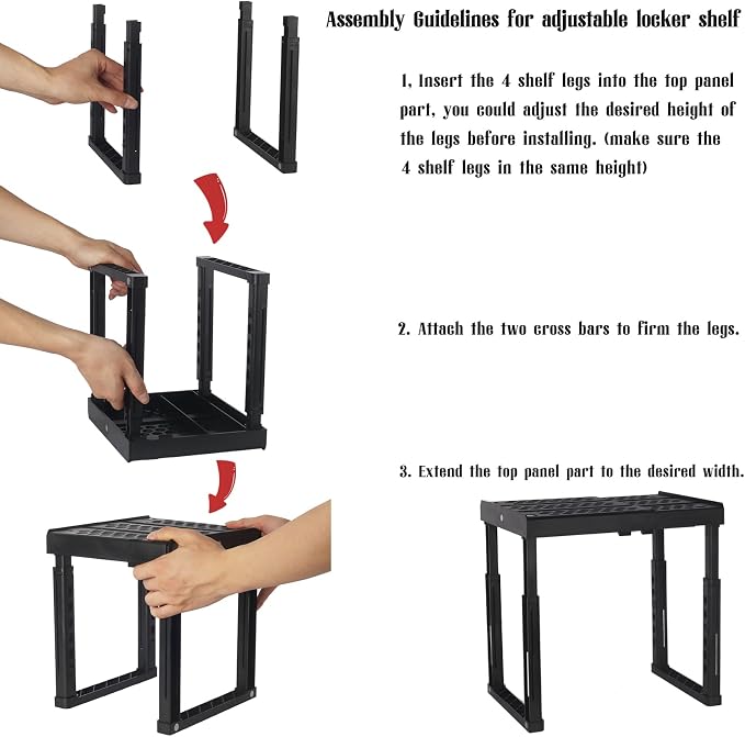 Svartur Locker Shelf Adjustable Height and Width, Locker Organizer - Image 4