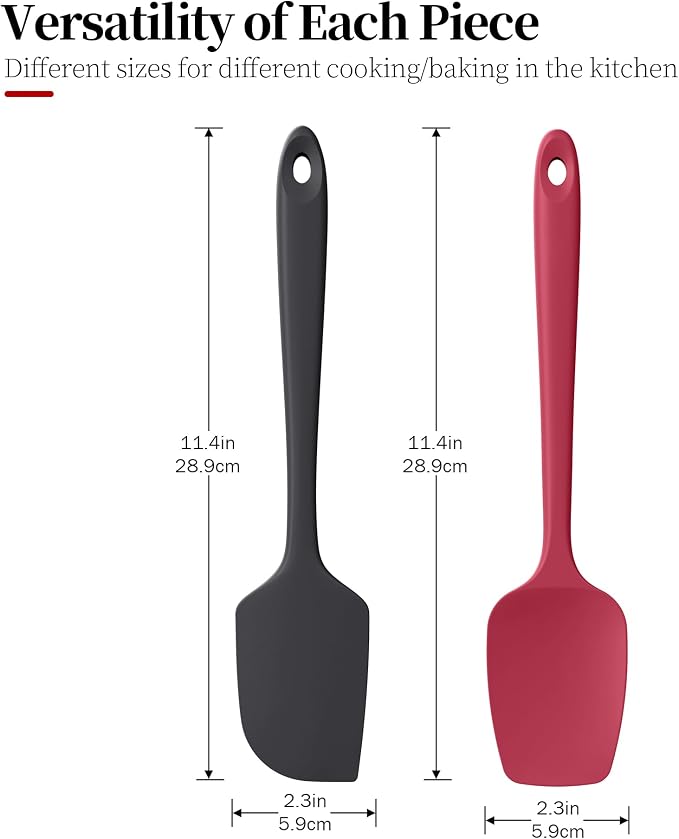 Silicone Flat Spoon Spatula Set, Luxiwise 600ºF Heat Resistant Kitchen Baking - Image 2