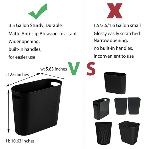 rejomiik Small Trash Can, Slim Garbage Can Plastic Waste Basket - Image 3