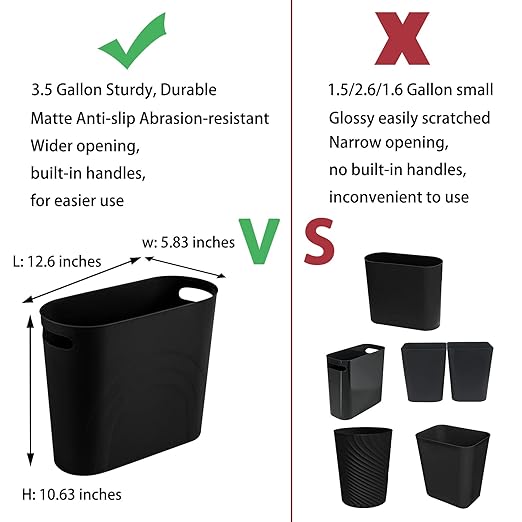 rejomiik Small Trash Can, 3.5 Gallon Slim Garbage Can Plastic Waste Basket - Image 3