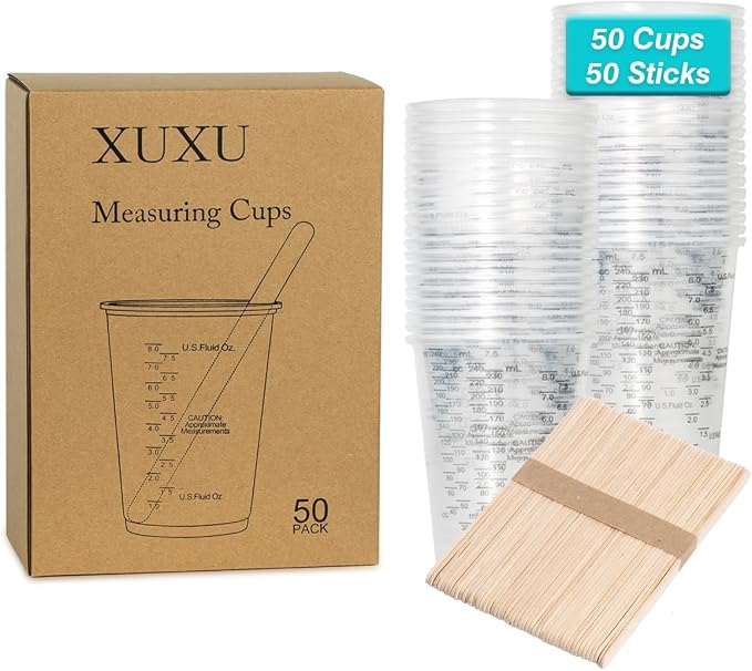 XUXU 50pcs 8oz Graduated Clear Plastic Measuring Cups - Image 7
