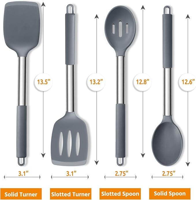 Cooking Utensils Set of 4, E-far Silicone Kitchen Utensils - Image 2