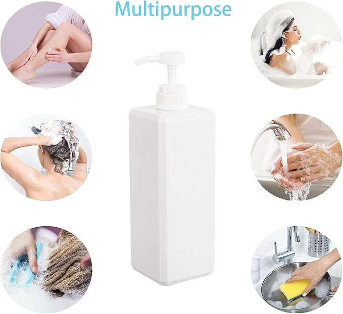 Pump Bottle, Refillable Plastic Empty Lotion Soap Dispenser Liquid Container - Image 3