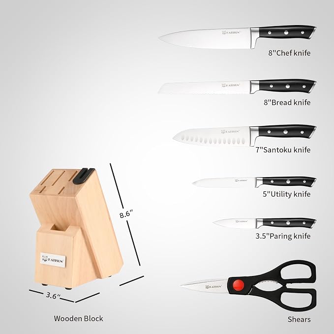 8 Piece German Stainless Steel Knife Set - Image 2