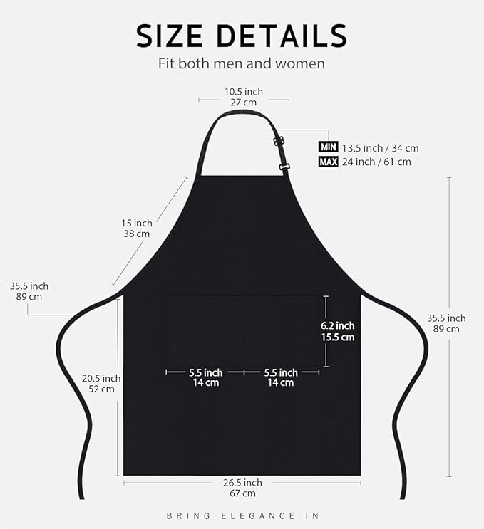 Syntus 12 Pack Bib Apron, Unisex Aprons Adjustable Thicker Version Waterdrop - Image 2