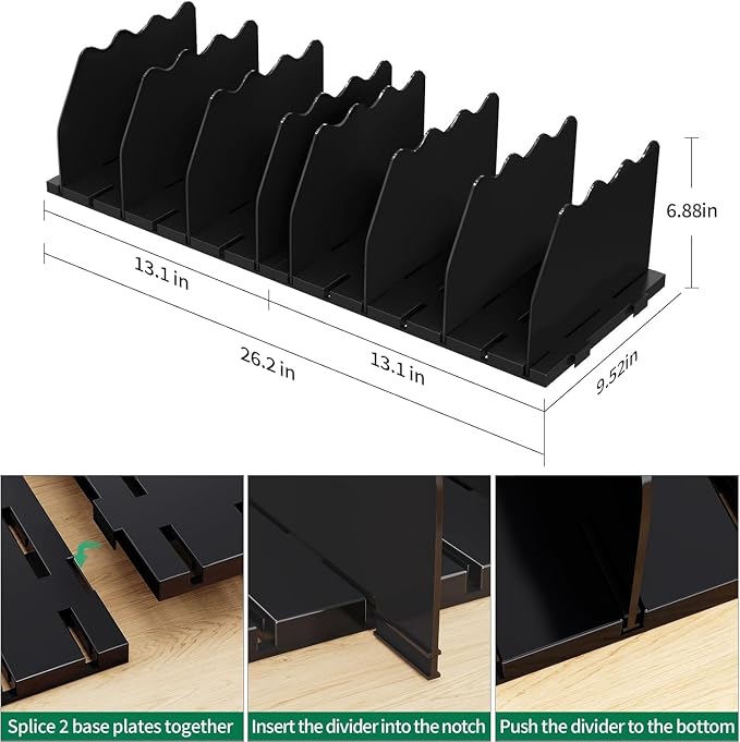 SPACEKEEPER Shelf Divider for Closet, 2 Pack Adjustable Purse Organizers - Image 2