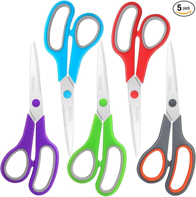 Scissors Bulk Set of 5-Pack, Niutop 8" Multipurpose Sharp Sewing Craft Fabric by NIUTOP