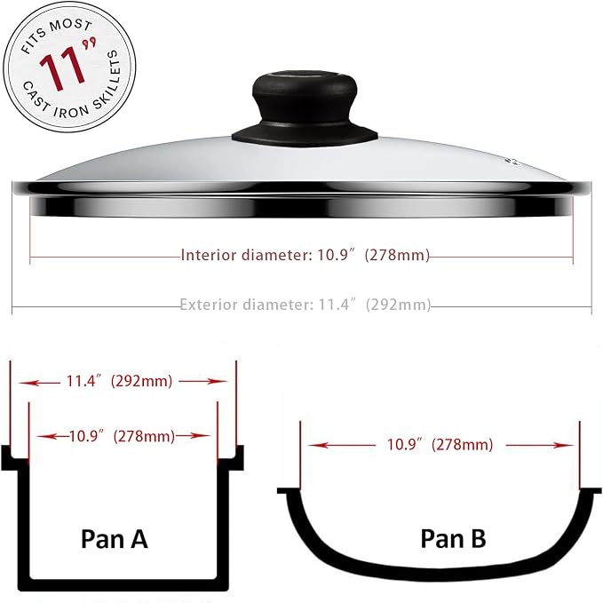 11 Inch Pan Lid Tempered Glass Pot Lid Replacement Glass Cover - Image 2