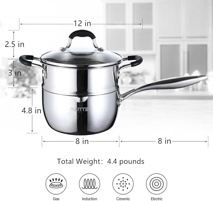 SLOTTET 3.5 Quart Stainless Steel Saucepan - Image 6