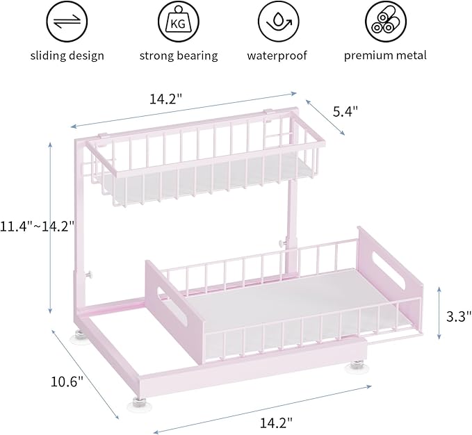 Saydear Under Sink Organizer Storage 2-Tier Premium Metal Pull-Out Kitchen - Image 6