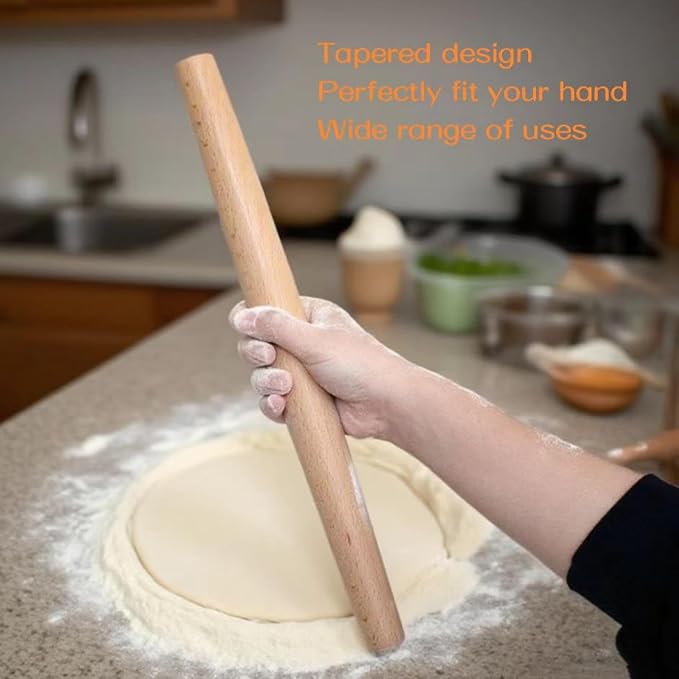 French Rolling Pin, 16 Inches Wooden Rolling Pin - Image 4