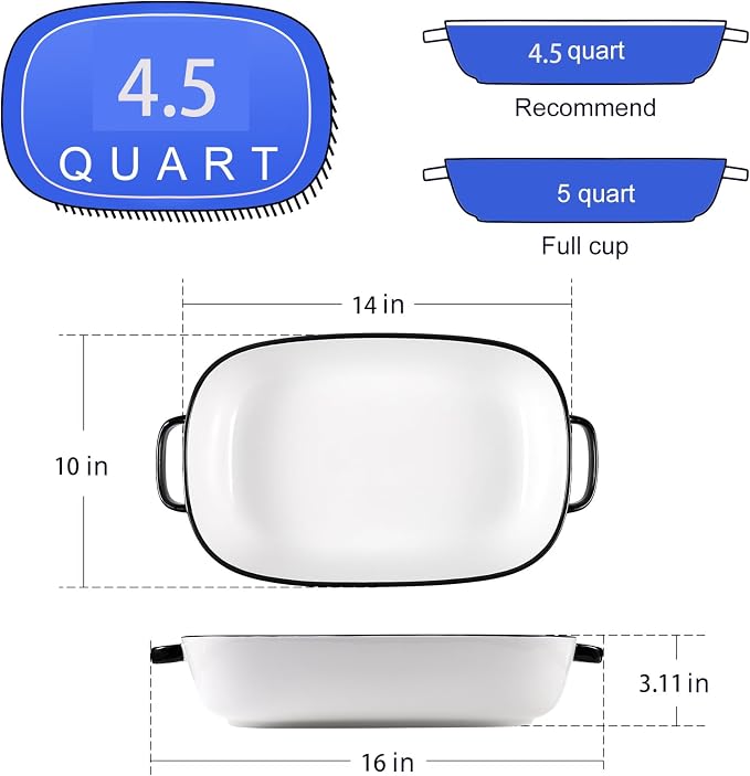 4.5 Quart Ceramic Baking Dish, Serving Bakeware - Image 6